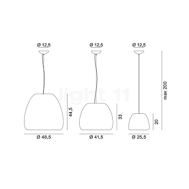 Rotaliana Pomi, lámpara de suspensión dorado, ø48,5 cm - alzado con dimensiones