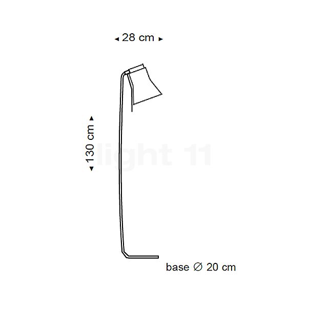 Secto Design Petite 4610, lámpara de pie negro, laminado - alzado con dimensiones