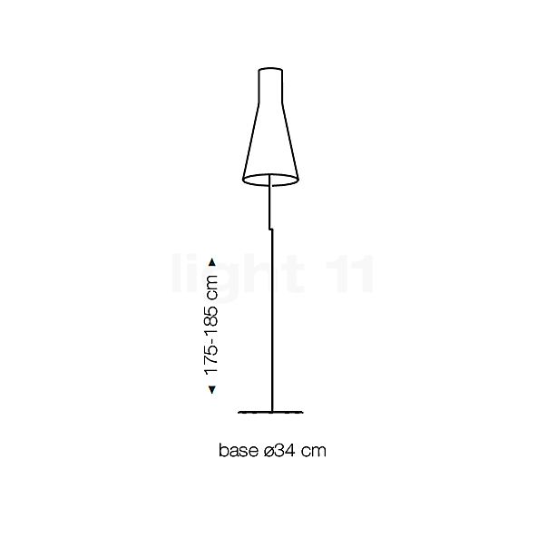 Secto Design Secto 4210, lámpara de pie blanco, laminado - alzado con dimensiones