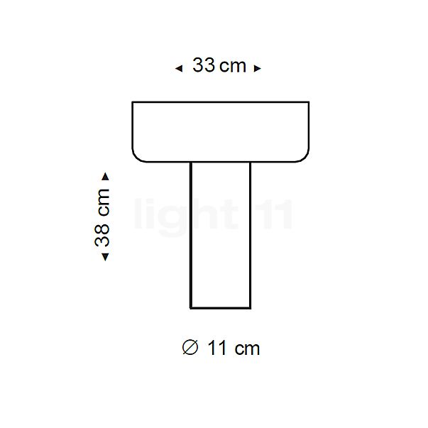 Secto Design Teelo 8020, lámpara de sobremesa walnuss, revestido - alzado con dimensiones