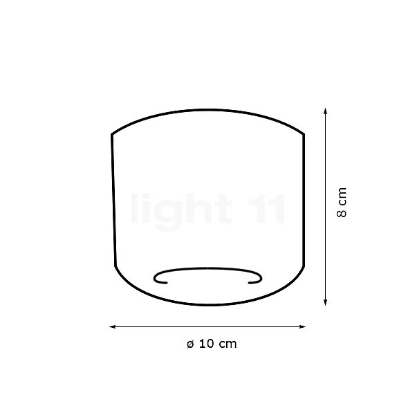 Serien Lighting Cavity Lampada da soffitto LED alluminio lucido - 10 cm - 3.000 k - fase di dimmer - senza lente per la separazione - vista in sezione