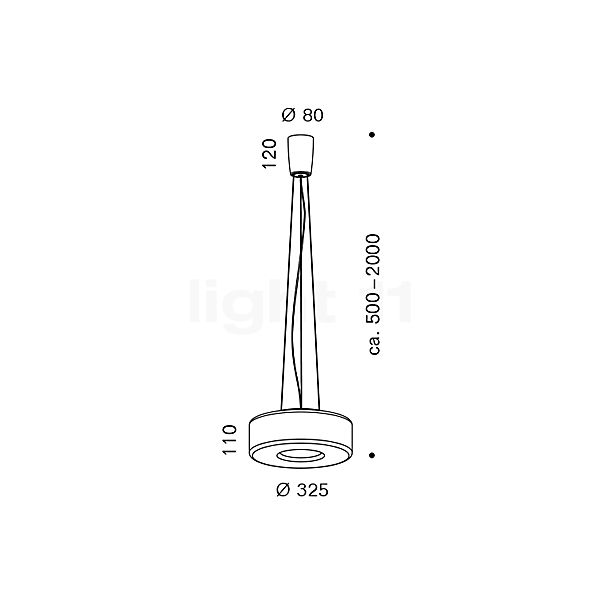 Serien Lighting Curling Hanglamp LED glas - L - externe diffusor klaar wit/binnenste diffusor cilindrisch - 2.700 K schets