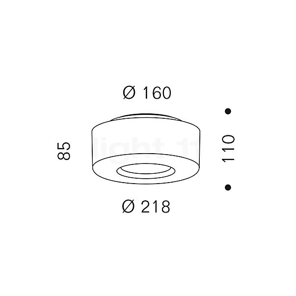 Serien Lighting Curling Lampada da soffitto LED vetro acrilico - M - diffusore esterno traslucido chiaro/diffusore interno cilindrico - 2.700 K - vista in sezione