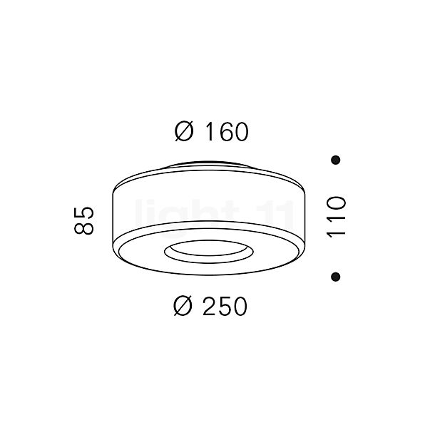 Serien Lighting Curling Plafondlamp LED glas - M - externe diffusor klaar wit/binnenste diffusor cilindrisch - dim to warm schets