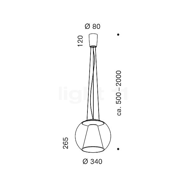 Serien Lighting Draft Suspension LED marron - dim to warm - phase de gradateur - 34 cm - vue en coupe
