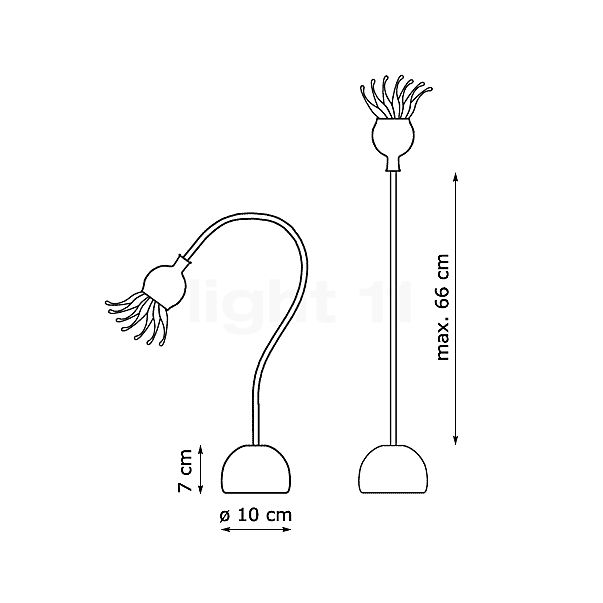 Serien Lighting Poppy, lámpara de sobremesa cerámica - alzado con dimensiones