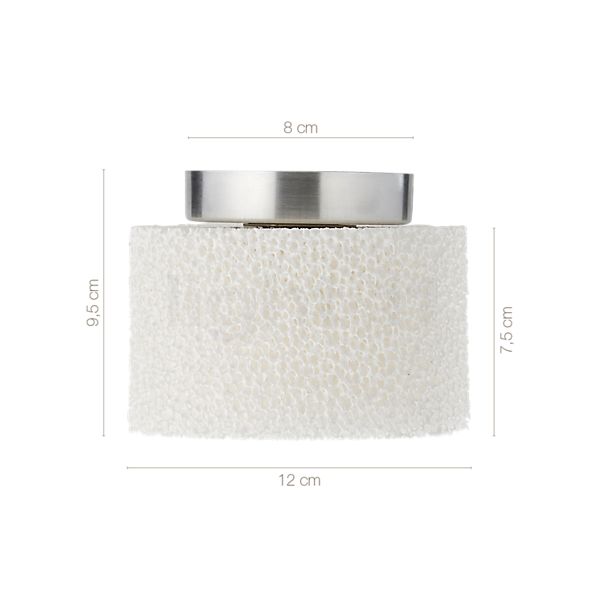 Measurements of the Serien Lighting Reef Ceiling Light aluminium brushed in detail: height, width, depth and diameter of the individual parts.