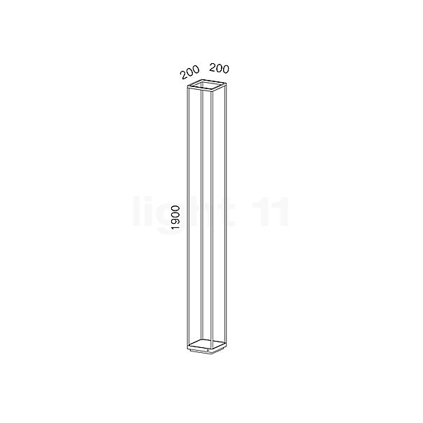Serien Lighting Reflex², lámpara de pie LED S - blanco - alzado con dimensiones