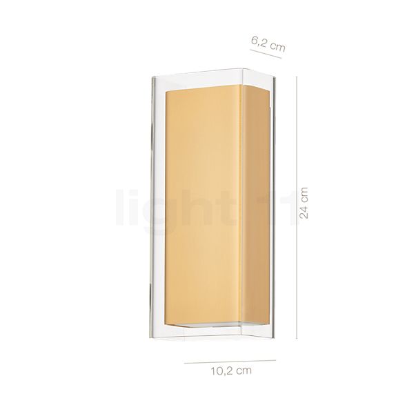 Measurements of the Serien Lighting Rod Wall Light LED gold in detail: height, width, depth and diameter of the individual parts.