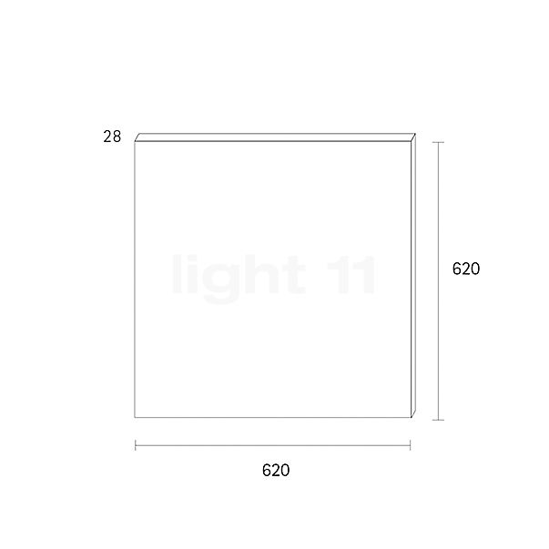 Sigor Fled, Panel de montaje en superficie LED 62 x 62 cm , Venta de almacén, nuevo, embalaje original - alzado con dimensiones