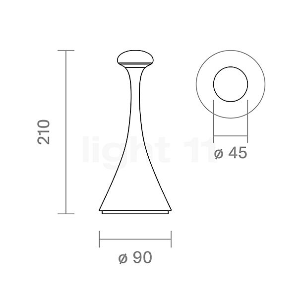 Sigor Nudrop mini Acculamp LED antraciet schets