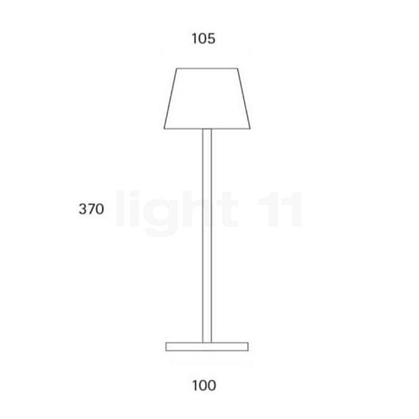 Sigor Nuindie Lampe de table LED, abat-jour carré noir - vue en coupe