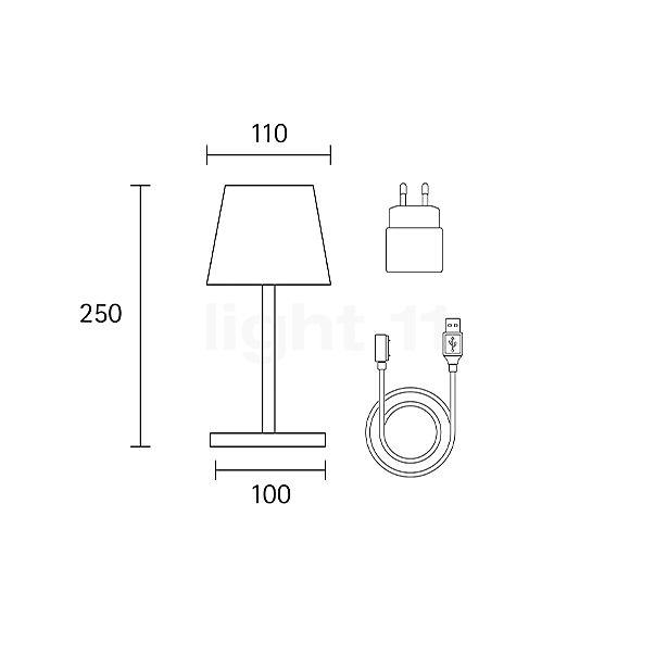 Sigor Nuindie mini Lampada da tavolo LED antracite , articolo di fine serie - vista in sezione