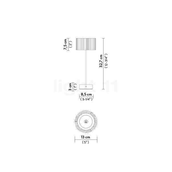 Slamp Accordéon Battery Lampada ricaricabile LED bianco - vista in sezione