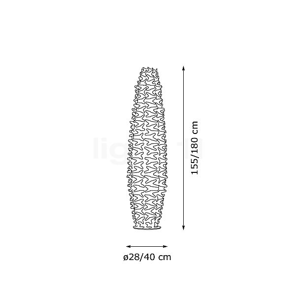 Slamp Cactus, lámpara de pie dorado, XL - alzado con dimensiones