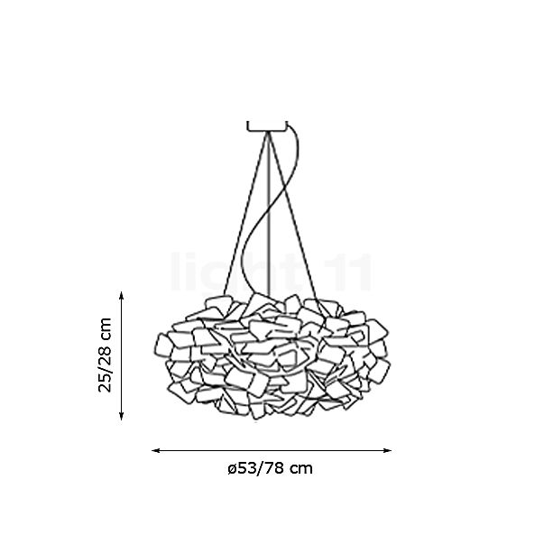 Slamp Clizia Pixel, lámpara de suspensión ø53 cm, cable transparente - alzado con dimensiones