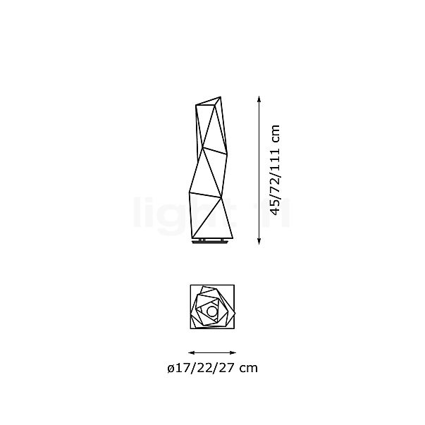 Slamp Diamond, lámpara de pie large - alzado con dimensiones