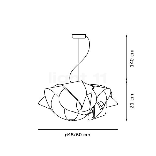 Slamp Fabula, lámpara de suspensión ø48,5 cm - alzado con dimensiones