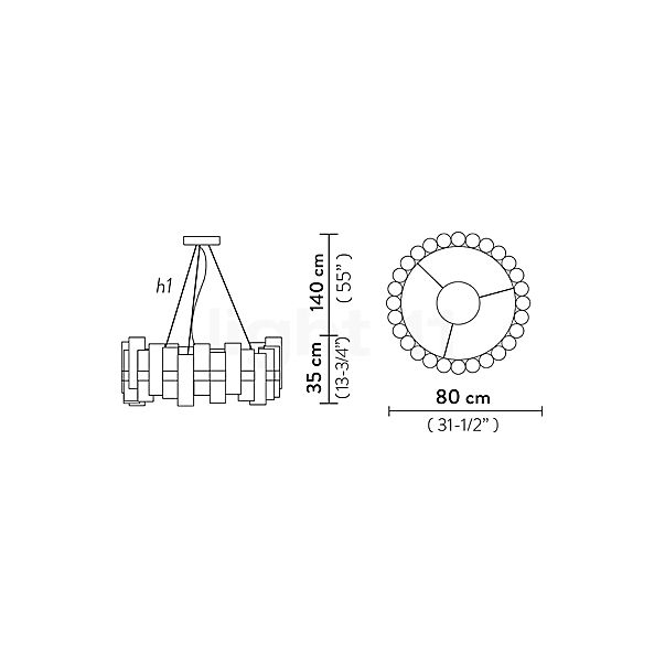 Slamp La Lollo Pendelleuchte LED weiß - 80 cm - 35 cm Skizze