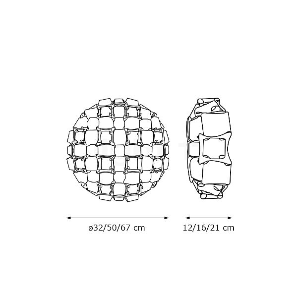 Slamp Mida Lampada da parete e soffitto ambrato - ø32 cm - vista in sezione