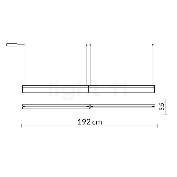 Slamp Modula Suspension LED gris/cristal translucide clair - 192 cm - vue en coupe
