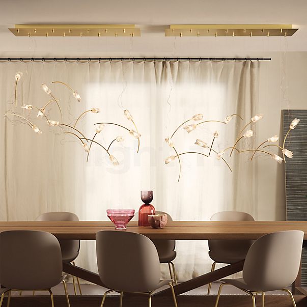 Slamp Tulip Pendant Light LED linear - 14 lamps prism/brass