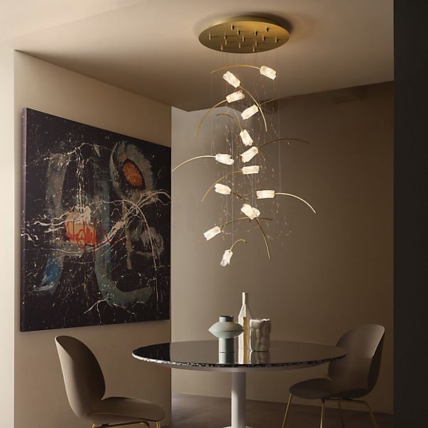 Slamp Tulip Suspension LED ronde - 14 foyers prisme/laiton