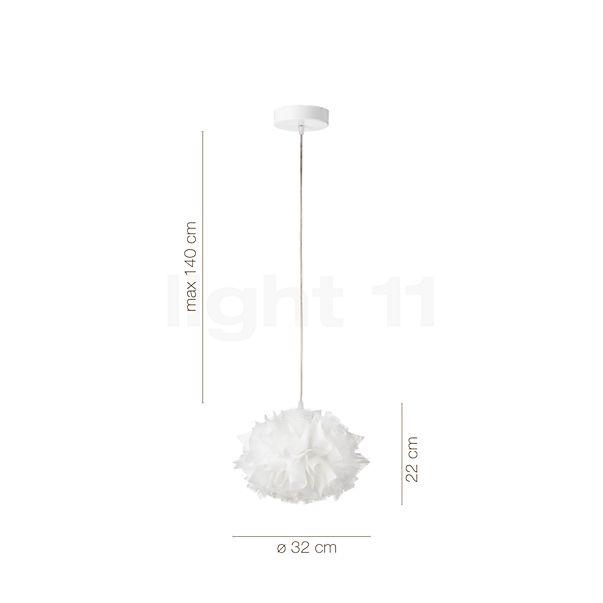 Målene for Slamp Veli Couture Pendel kabel transparent - 32 cm: De enkelte komponenters højde, bredde, dybde og diameter.