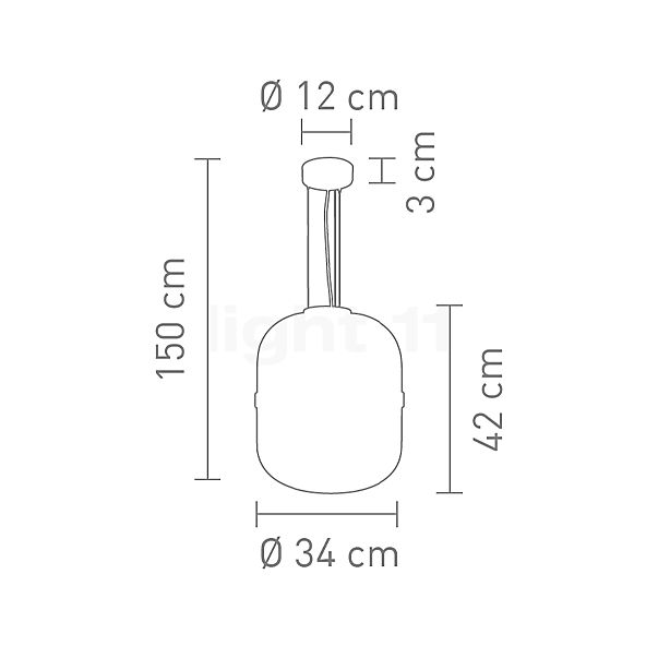 Sompex Baloni, lámpara de suspensión vidrio ahumado - alzado con dimensiones