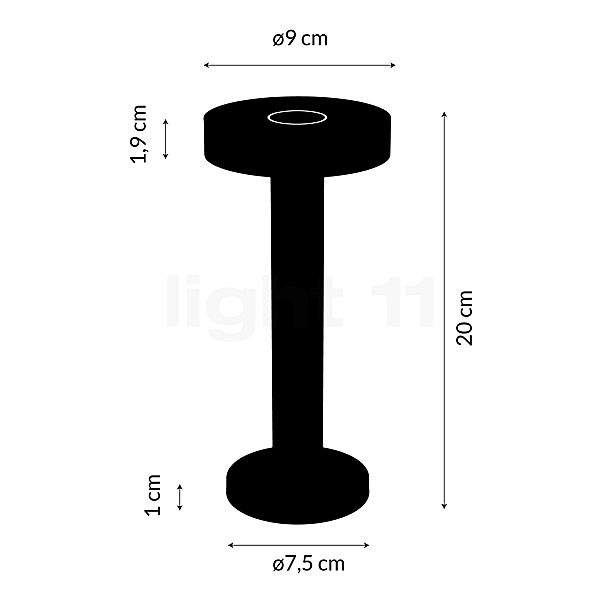 Sompex Boro Batteria lampada da tavolo LED cromo - vista in sezione