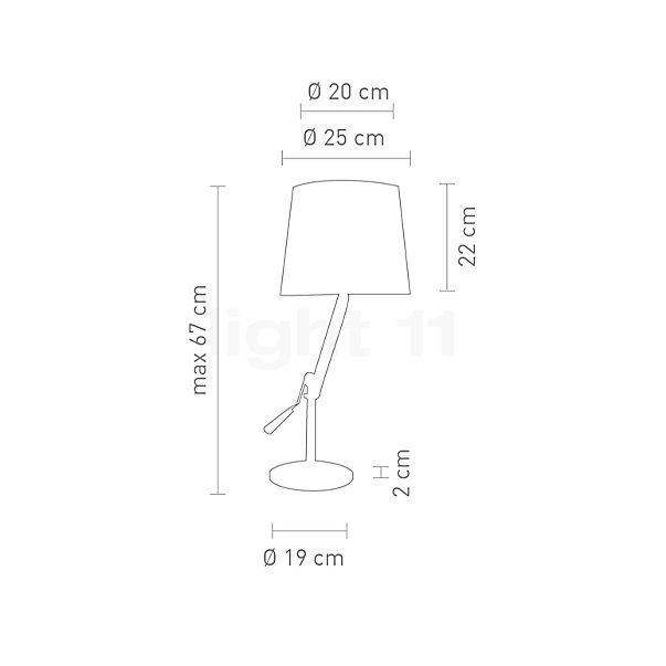Sompex Knick, lámpara de sobremesa blanco/satinado - alzado con dimensiones