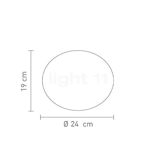 Sompex Oval, lámpara de sobremesa ø24 cm - alzado con dimensiones