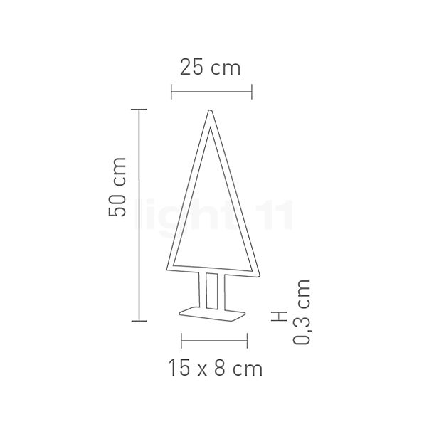 Sompex Pine, lámpara de pie LED aluminio, 50 cm , artículo en fin de serie - alzado con dimensiones
