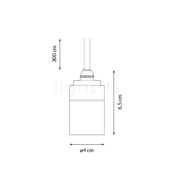 Tala E27 lámpara de suspensión grafito - alzado con dimensiones