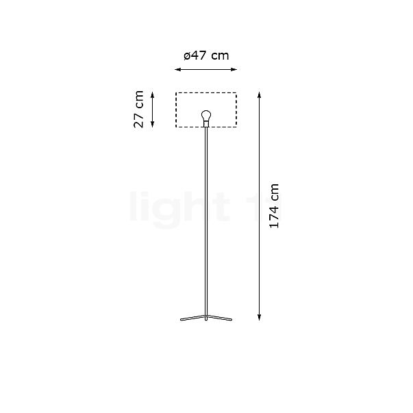 Tecnolumen Baton Lampada da terra chintz bianco - vista in sezione