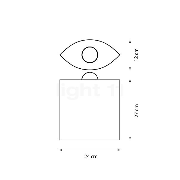 Tecnolumen Egyptian Eye, lámpara de suelo blanco pulido - alzado con dimensiones