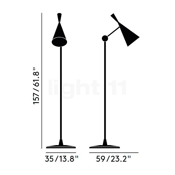 Tom Dixon Beat Lampadaire LED noir - vue en coupe