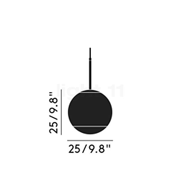Tom Dixon Mirror Ball, lámpara de suspensión LED cromo - ø25 cm - alzado con dimensiones