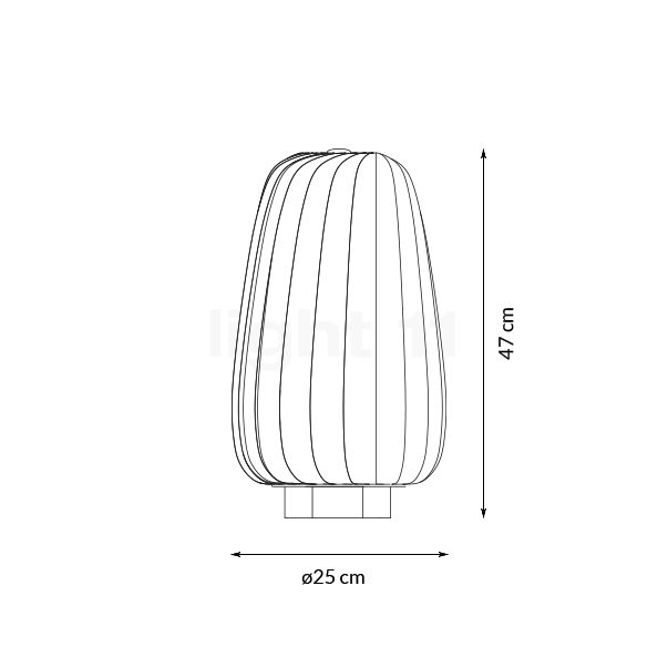 Tom Rossau ST906, lámpara de sobremesa abedul - natural - 47 cm - alzado con dimensiones