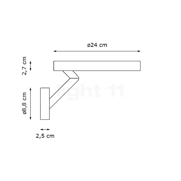 Top Light Allround, lámpara de pared LED antracita - 24 cm - alzado con dimensiones