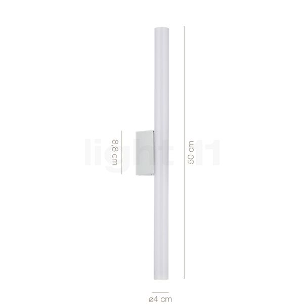 Measurements of the Top Light Lichtstange Wall Light with clamp chrome glossy - without leuchtwithtel in detail: height, width, depth and diameter of the individual parts.