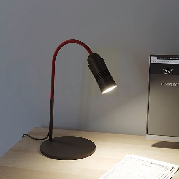 Top Light Neo! Lampe de table LED aluminium/câble rouge