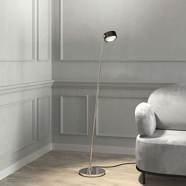 Top Light Puk! 120 Avantgarde Floor Lamp LED black-wood/chrome - lens clear