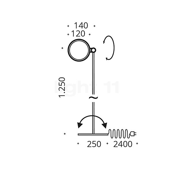 Top Light Puk! 120 Avantgarde Stehleuchte LED chrom - Linse klar Skizze