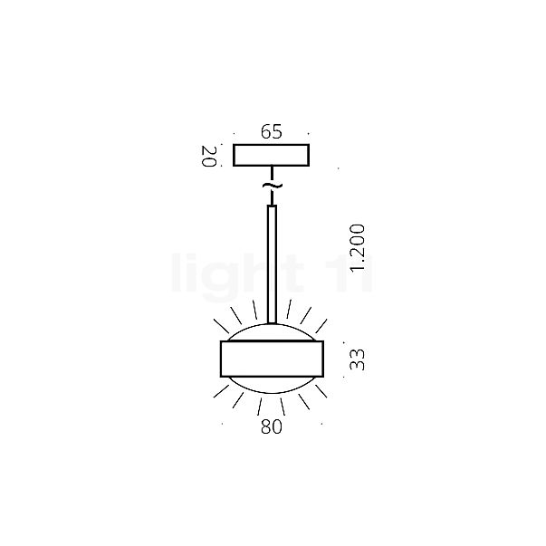 Top Light Puk Drop Lampada a sospensione LED nichel opaco - vista in sezione