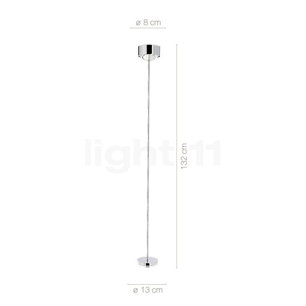 Measurements of the Top Light Puk Eye Floor 132 cm in detail: height, width, depth and diameter of the individual parts.