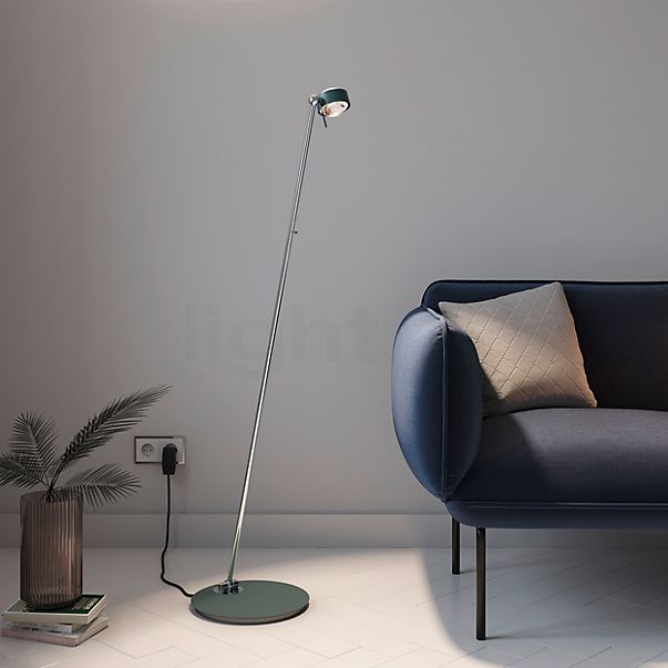 Top Light Puk Floor Mini Single Gulvlampe LED hvid mat/krom - linse klar/linse klar