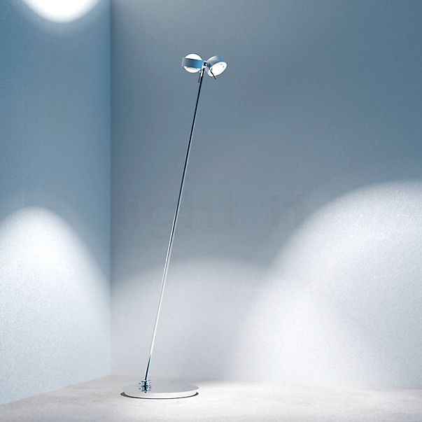 Top Light Puk Floor Mini Twin Stehleuchte LED weiß matt/chrom - Linse klar/Linse klar