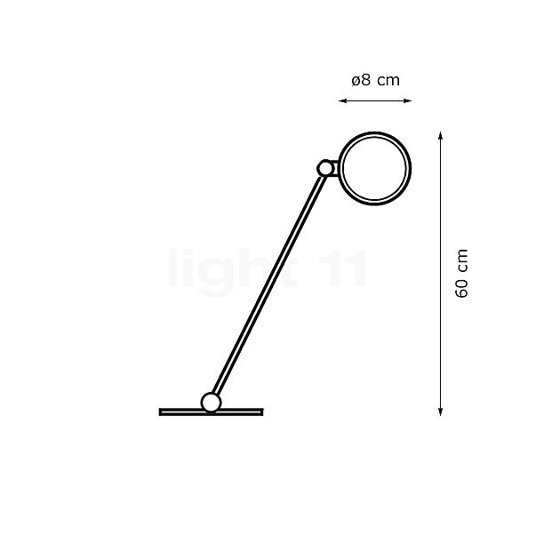 Top Light Puk Table Single 60 cm - alzado con dimensiones