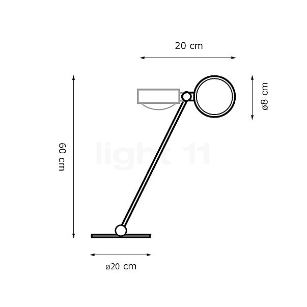 Top Light Puk Table Twin 60 cm - vue en coupe